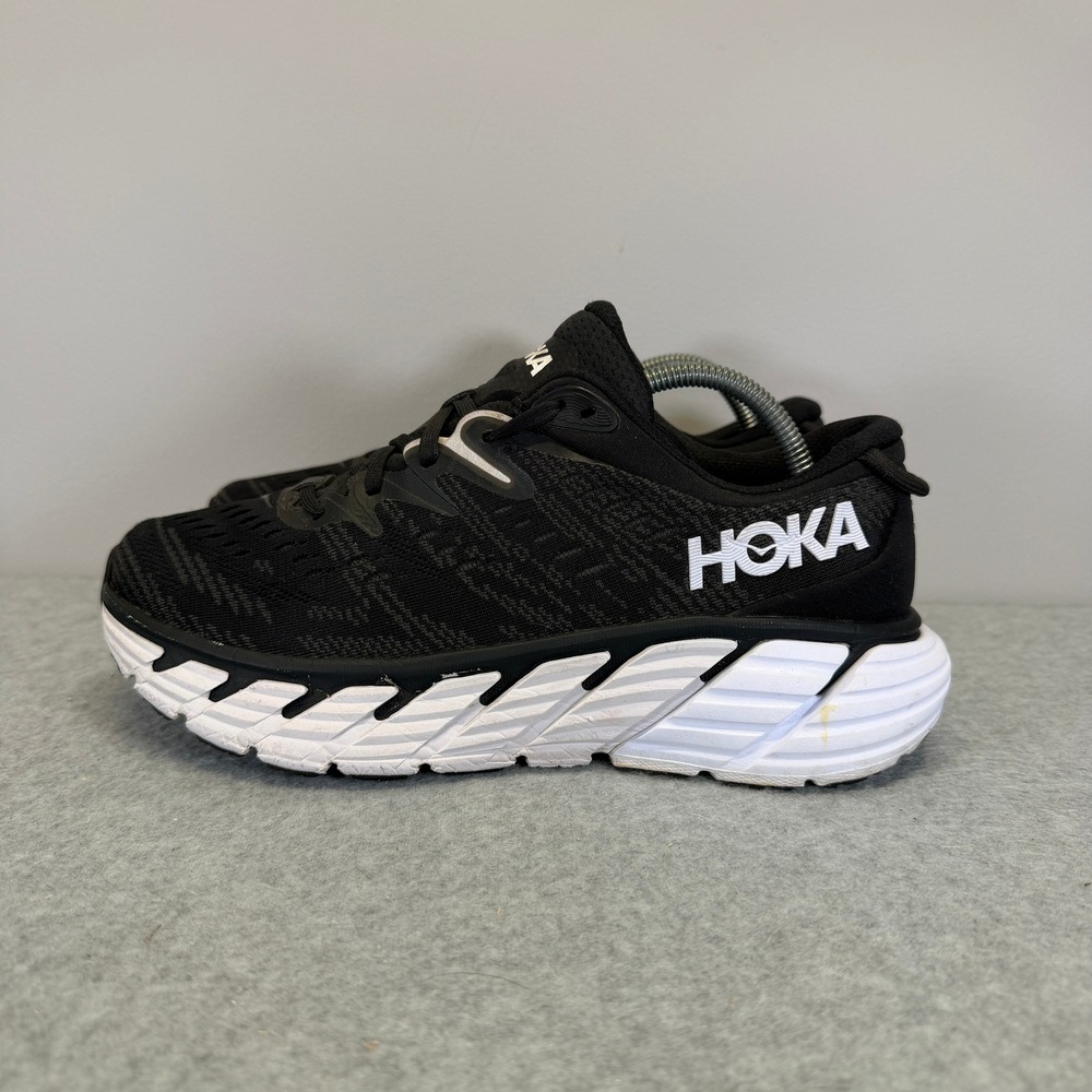 Hoka Gaviota 4 Women Shoe Size 7.5 Wide Black White Running Sneaker 1123201 BWHT